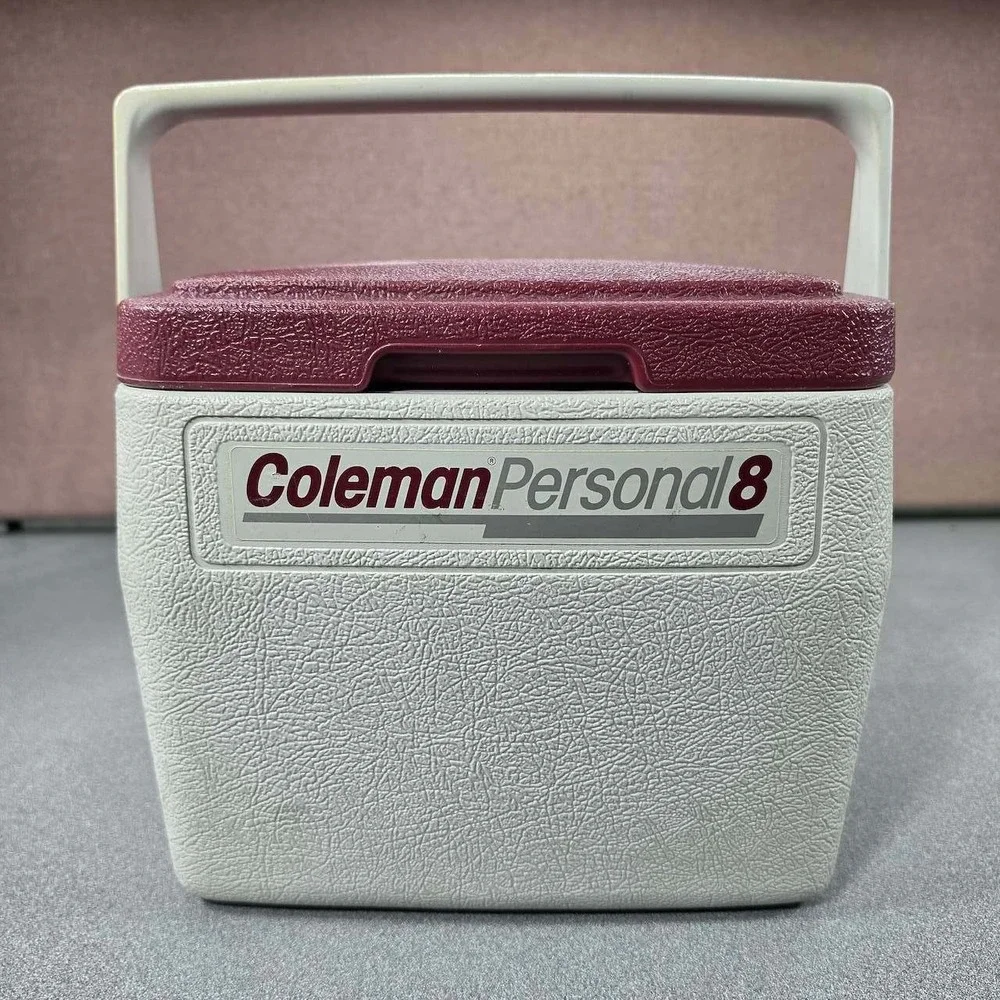 Coleman Personal 8 Cooler Box 8qt Gray Burgundy Good Vintage 5272 USA